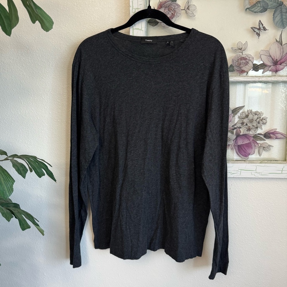 Theory Heather Gray Long Sleeve Tee XL Minimalist Staple
